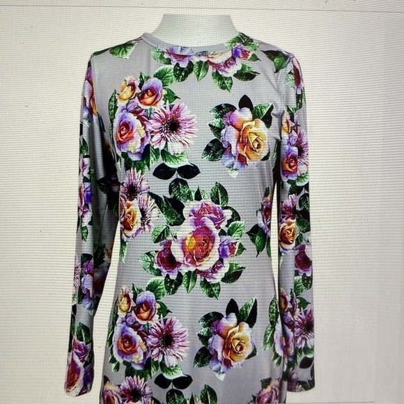 Zara Floral Midi Dress Women’s L Bodycon form fitting stretch Fairy goth grunge - Picture 7 of 11